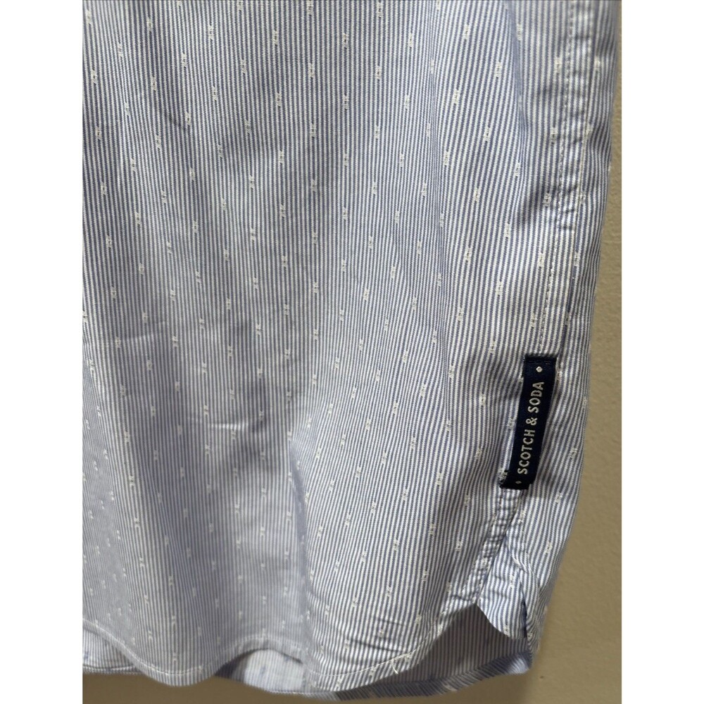 Scotch & Soda My Favorite Dress Shirt L Blue Stripes Long Sleeve Button Up - Picture 11 of 16